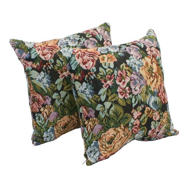 17" Floral Tapestry Throw Pillows Set of 2