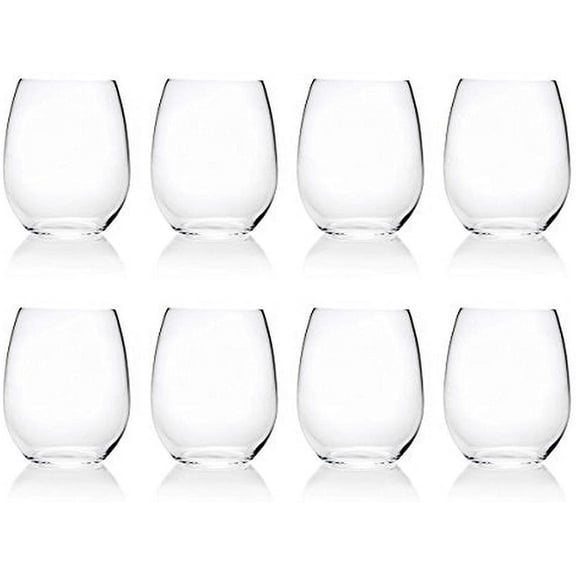 17-ounce Acrylic Glassses Stemless Wine Glasses, set of 8 Clear - Unbreakable, Dishwasher Safe, BPA Free