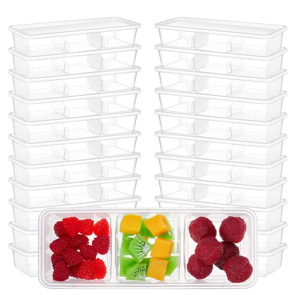 17 oz 3-Compartment Meal Prep Containers 10 Pack, Disposable Plastic Bento Boxes with Lids for Office Lunch, Travel, Picnic, Stackable Storage (Clear)