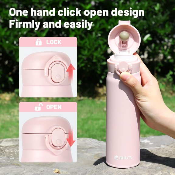 17 oz 500 ml Insulated Stainless Steel Travel Mug with Snap Flip Lid BPA Free for Hot and Cold Drinks Pink