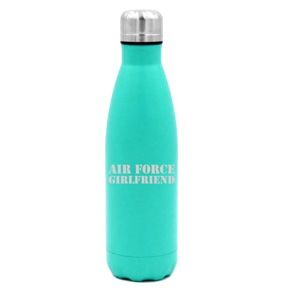17 oz. Double Wall Vacuum Insulated Stainless Steel Water Bottle Travel Mug Cup Air Force Girlfriend (Light-Blue)