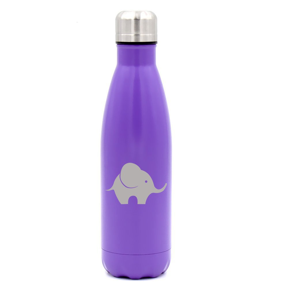 17 oz. Double Wall Vacuum Insulated Stainless Steel Water Bottle Travel Mug Cup Baby Elephant (Purple)