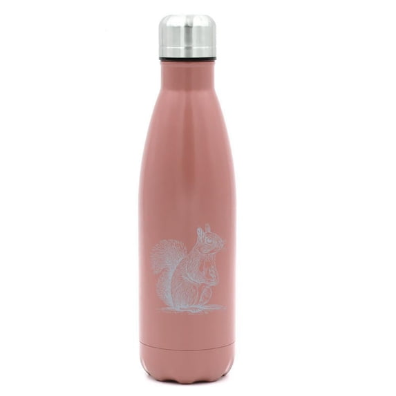 17 oz. Double Wall Vacuum Insulated Stainless Steel Water Bottle Travel Mug Cup Curious Squirrel (Rose Gold)