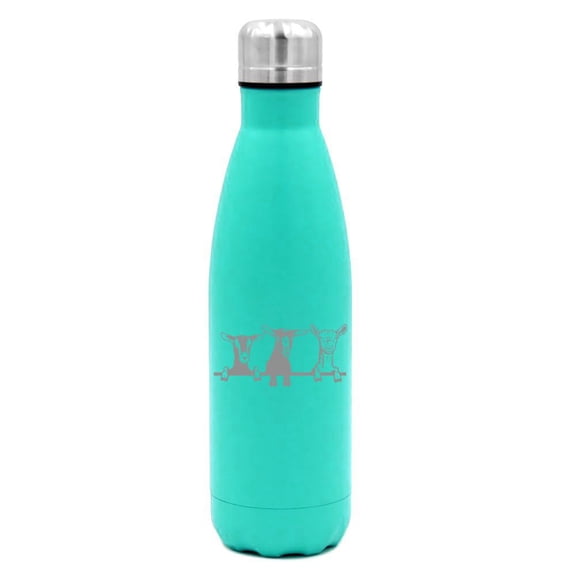 17 oz. Double Wall Vacuum Insulated Stainless Steel Water Bottle Travel Mug Cup Goats (Light Blue)