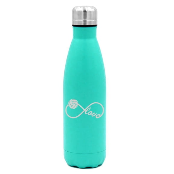 17 oz. Double Wall Vacuum Insulated Stainless Steel Water Bottle Travel Mug Cup Infinity Infinite Love for Volleyball (Light-Blue)
