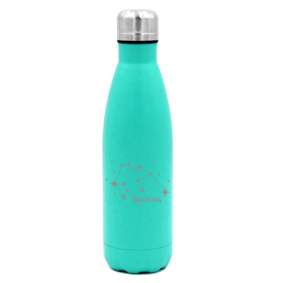 17 oz. Double Wall Vacuum Insulated Stainless Steel Water Bottle Travel Mug Cup Star Zodiac Horoscope Constellation Aquarius (Light Blue)