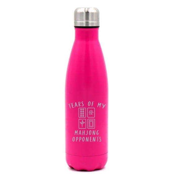17 oz. Double Wall Vacuum Insulated Stainless Steel Water Bottle Travel Mug Cup Tears Of My Mahjong Opponents Funny (Hot Pink)