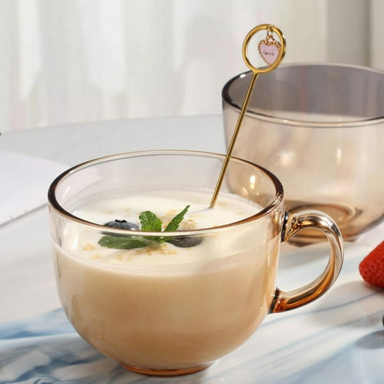 Stripe Glass Coffee Mugs Large Capacity Tumbler Milk Juice Water Cup with  Handle Transparent Mug Dessert Breakfast Cup Drinkware - AliExpress