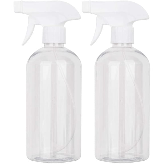 17 oz Plastic Spray Bottle Trigger Empty Spray Bottles Clear Refillable Container for Water, Essential Oils, Hair, Cleaning Products, Adjustable Head Sprayer and Stream (2 Pack)