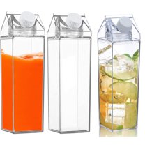 17 oz Portable Reusable Milk Bottles,Bexikou Plastic Clear Milk Bottles,Leakproof Carton Water Container Plastic Water Bottle for Travelling Sports Camping Outdoor Activities (3 Pieces)