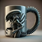 17 oz Resin Insulated Tumbler, Alien Cartoon Novelty Mug, Unique Shaped Alien Travel Coffee Mug, Iced Cold Drinks Cup, Space Alien Gifts(Includes A Stainless Steel Inner Liner)-Green