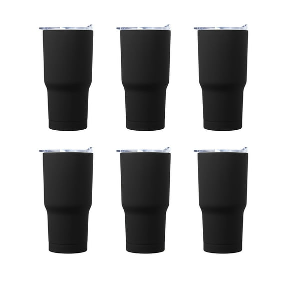 17 oz. Rubberized Stainless Steel Travel Mugs - 6 Pack - Black