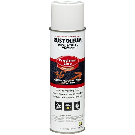 Rust-Oleum 203030 M1600 System Solvent-Based Precision-Line Inverted Marking Paint Aerosol, Wht - Lot of 12