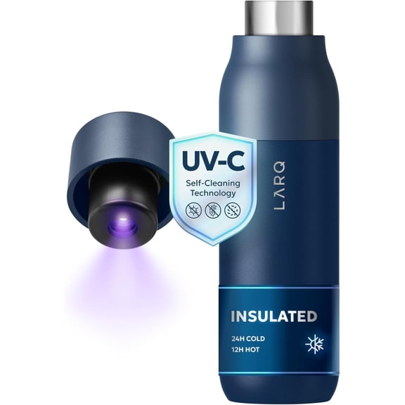 17 oz Self-Cleaning Insulated Stainless Steel Water Bottle with UV Water Purifier Monaco Blue