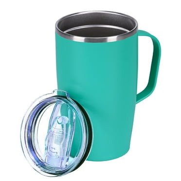 17 oz Coffee Mug with Handle, Double Powder Coated Insulated Travel Coffee Cup for Cold & Hot Drinks, Pinkish Green