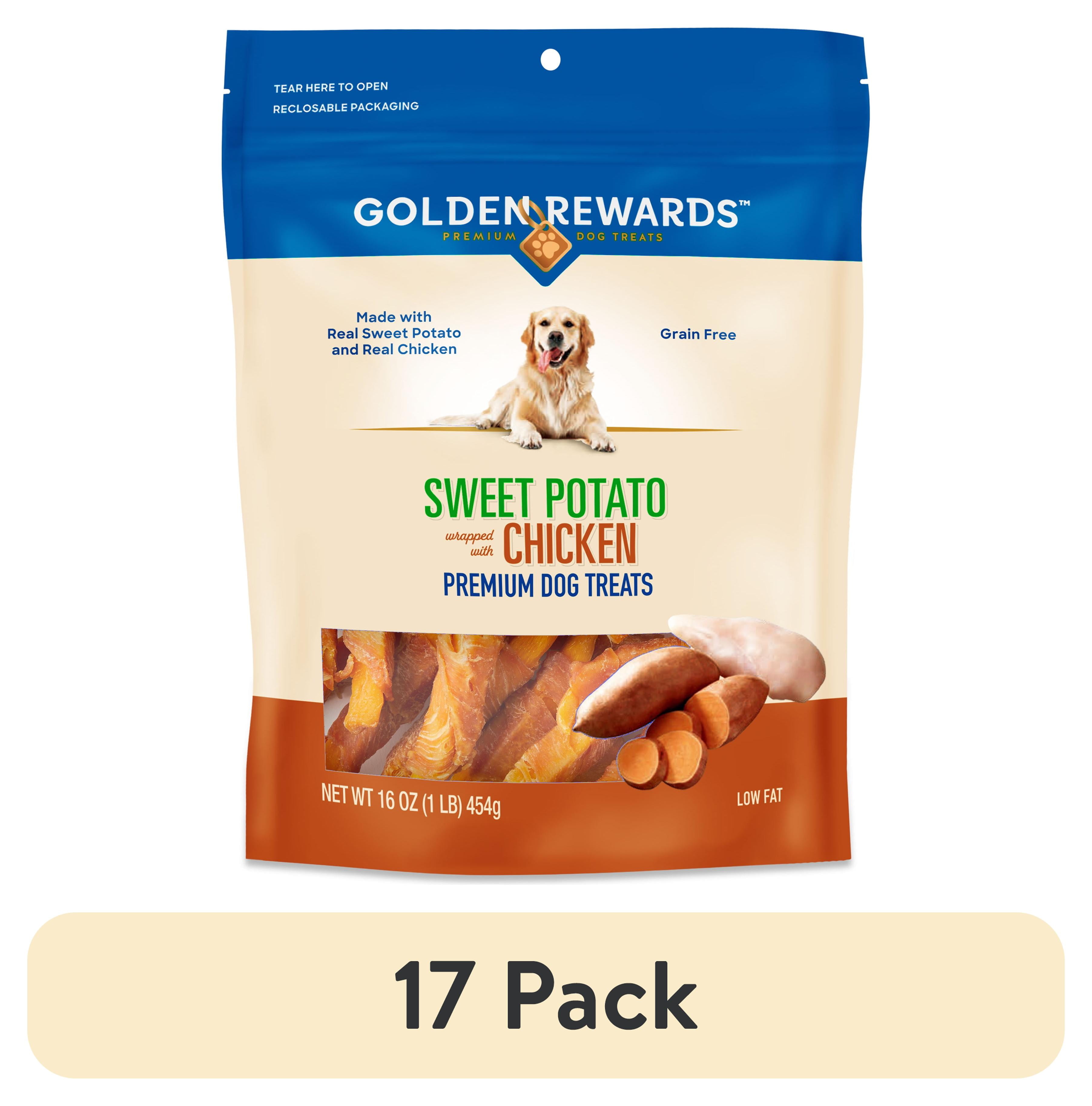 (17 pack) Golden Rewards Sweet Potato Wrapped with Chicken Dog Treats, 16 oz