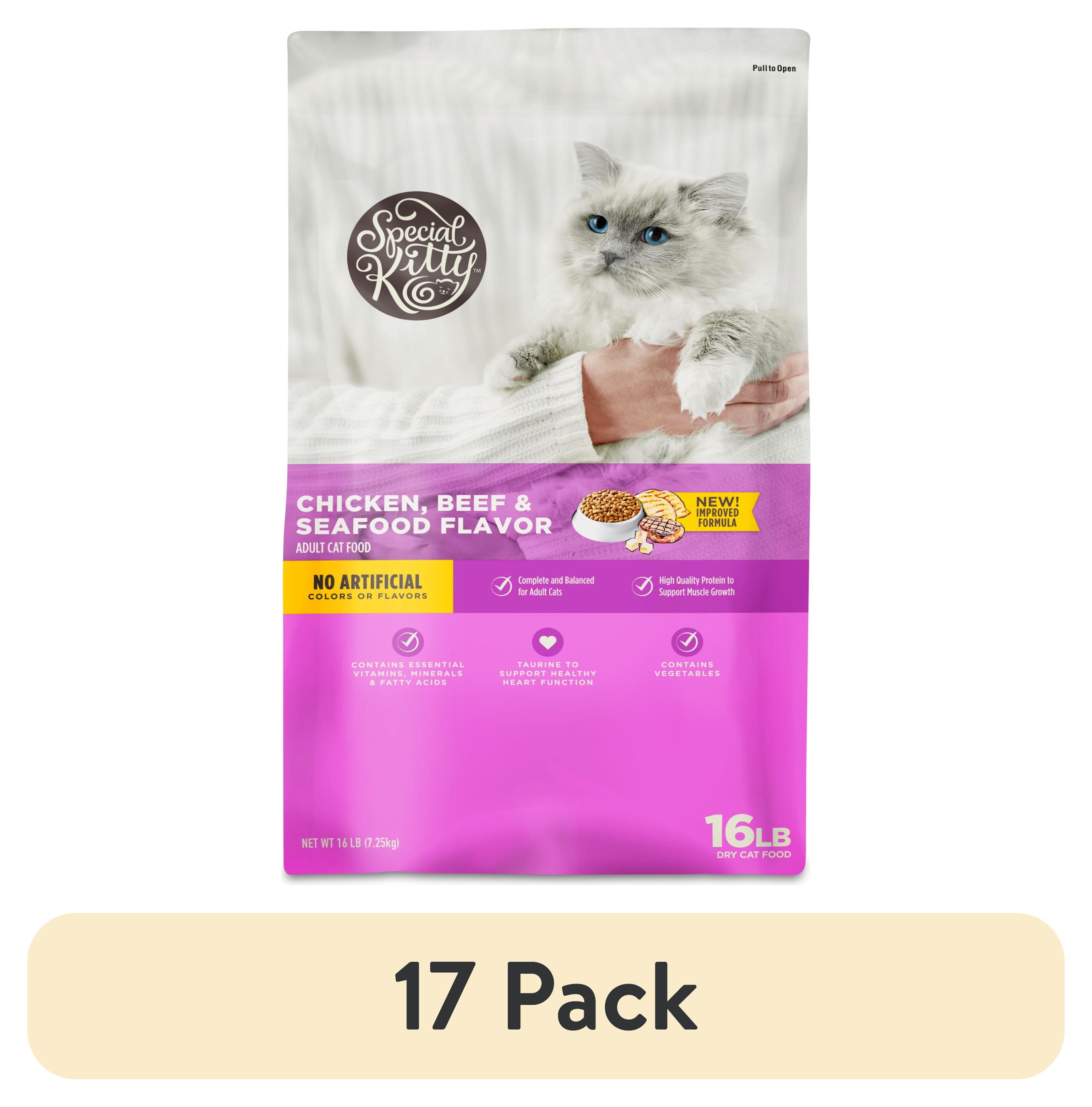 (17 pack) Special Kitty Chicken, Beef, & Seafood Flavor Dry Cat Food, 16 lb Bag