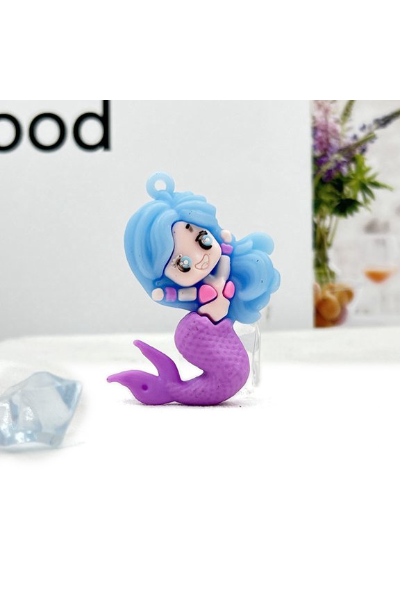 17 pc PVC Plastic Keychain with Iron Ring Deep Sky Blue Pendant: 5.5x4.4cm