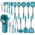 thumbnail image 1 of 17 pcs Silicone Cooking Utensils Set with Holder,Nonstick Heat Resistant Stainless Steel Handle,Blue, 1 of 7