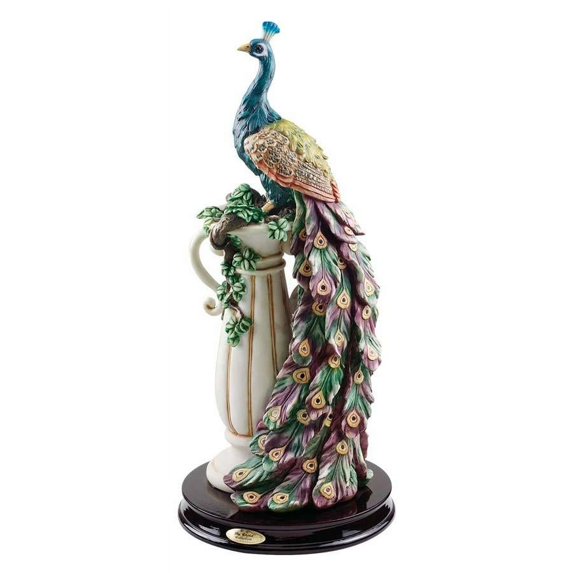 17" Colorful Plumage Peacock Home Garden Sculpture Statue Figurine