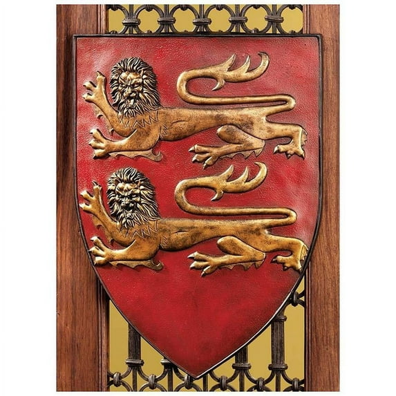 17" French Heraldic William of Normandys lions Wall Shield/ Red