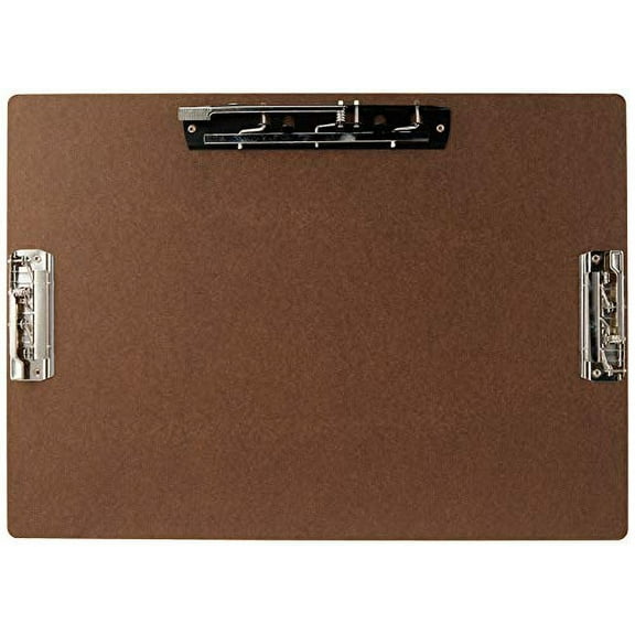 17x11 Clipboard Hardboard Panel Featuring 3 Clips Brown