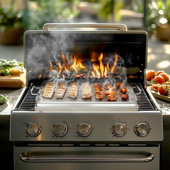 17" x 13" Stainless Steel Cooking Griddle for Outdoor Gas Grill