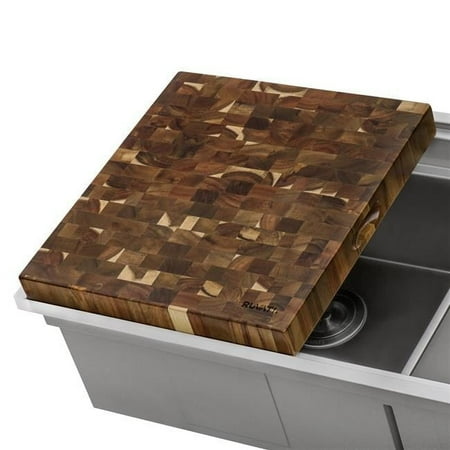 17 x 16 in. Thick End-Grain Acacia Butcher Block Solid Wood Cutting Board - Large
