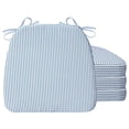 thumbnail image 1 of 17 x 16 x 2 inch Indoor D-shaped Kitchen Dining Chair Cushion, Blue White Stripes, Set of 4, 1 of 10