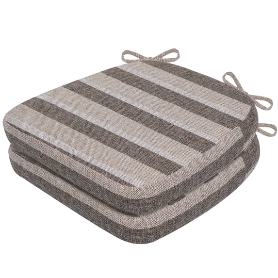 17 x 16 x 2 inch Indoor D-shaped Kitchen Dining Chair Cushion, Boldstripes Chocolate/Beige, Set of 2