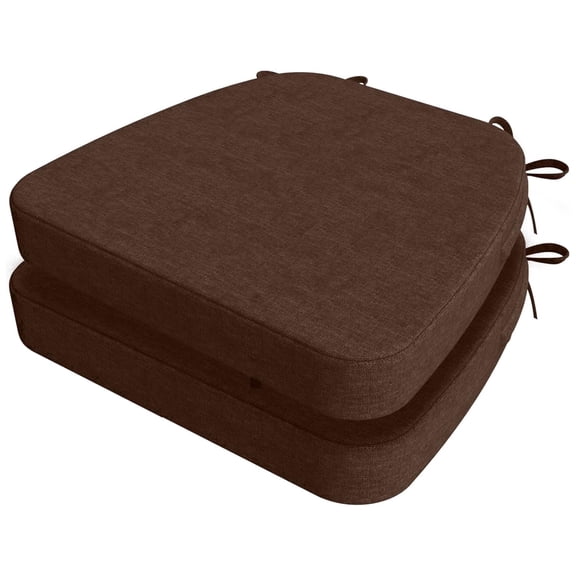 17 x 16 x 2 inch Indoor D-shaped Kitchen Dining Chair Cushion, Brown, Set of 2