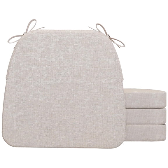 17 x 16 x 2 inch Indoor D-shaped Kitchen Dining Chair Cushion, Ivory, Set of 4