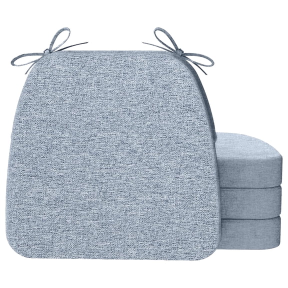 17 x 16 x 2 inch Indoor D-shaped Kitchen Dining Chair Cushion, Light Blue, Set of 4