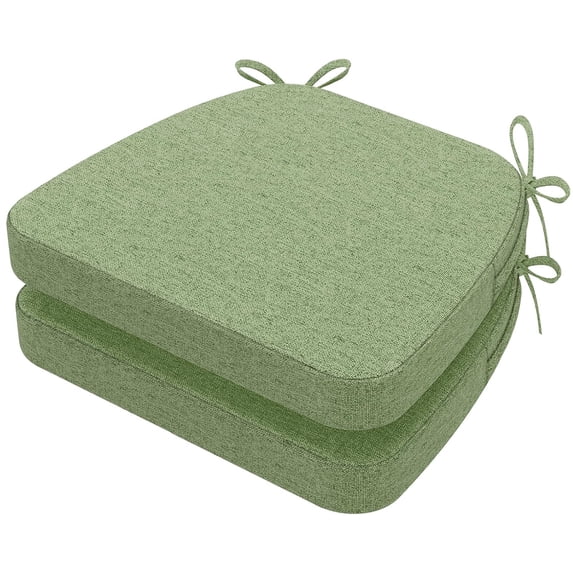 17 x 16 x 2 inch Indoor D-shaped Kitchen Dining Chair Cushion, Light Green, Set of 2