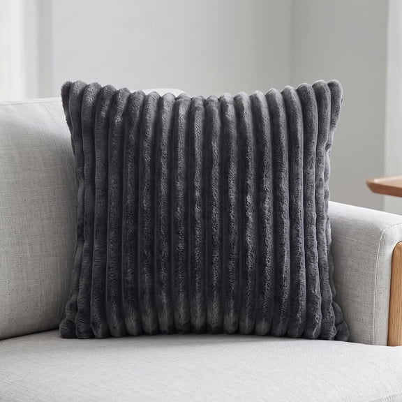 17" x 17" Soft Corduroy Throw Pillow, Plush Ribbed Square Decorative Pillow for Couch, Bed, Bedroom and Living Room