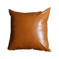 thumbnail image 1 of 17" x 17" Solid Brown Faux Leather Decorative Pillow Cover, 1 of 4