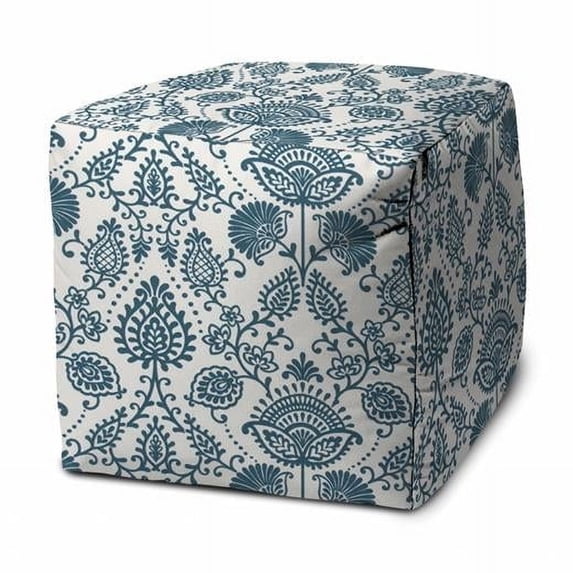 17 x 17 x 1 in. Turquoise Cube Indoor & Outdoor Pouf Cover