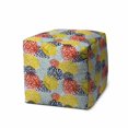 thumbnail image 1 of 17 x 17 x 17 in. Green Polyester Cube Floral Indoor & Outdoor Pouf Ottoman, 1 of 1