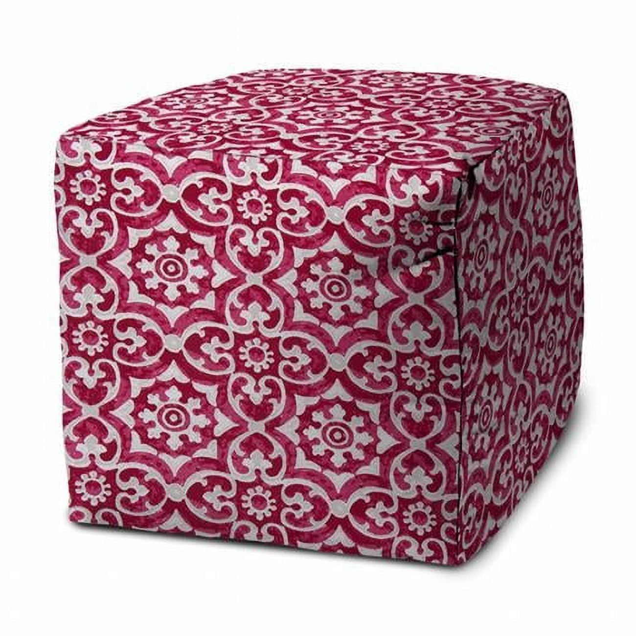 17 x 17 x 17 in. Pink Polyester Cube Indoor & Outdoor Pouf Ottoman ...