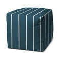 thumbnail image 1 of 17 x 17 x 17 in. Turquoise Polyester Cube Striped Indoor & Outdoor Pouf Ottoman, 1 of 1