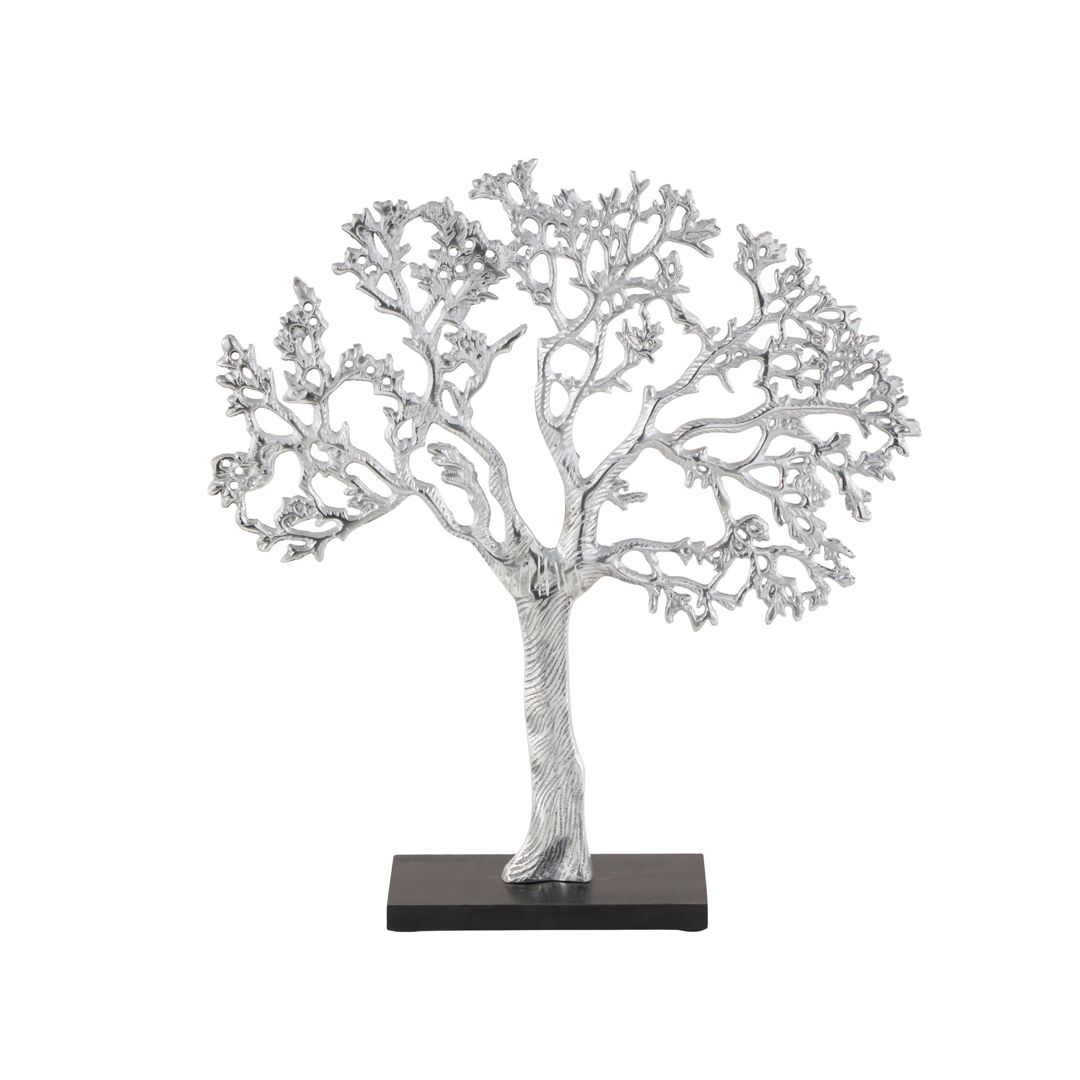 17" x 19" Silver Aluminum Metal Tree Sculpture, by DecMode