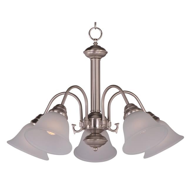 Satin Nickel 5-Light Frosted Glass Shaded Chandelier