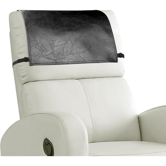 17 x 27 In Headrest Cover for Recliner Chair, Recliner Headrest Protector, Faux Leather Headrest Cover with Elastic Straps, Couch Headrest Cover for Furniture, Sofa Protector(Black)