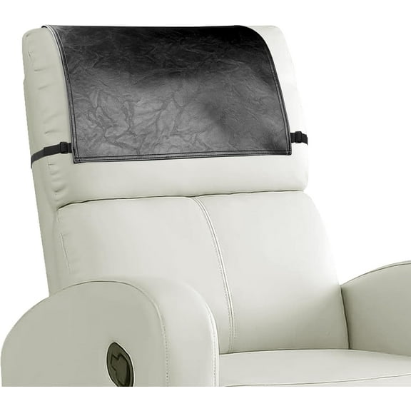 17 x 27 In Headrest Cover for Recliner Chair, Recliner Headrest Protector, Faux Leather Headrest Cover with Elastic Straps, Couch Headrest Cover for Furniture, Sofa Protector(Black)