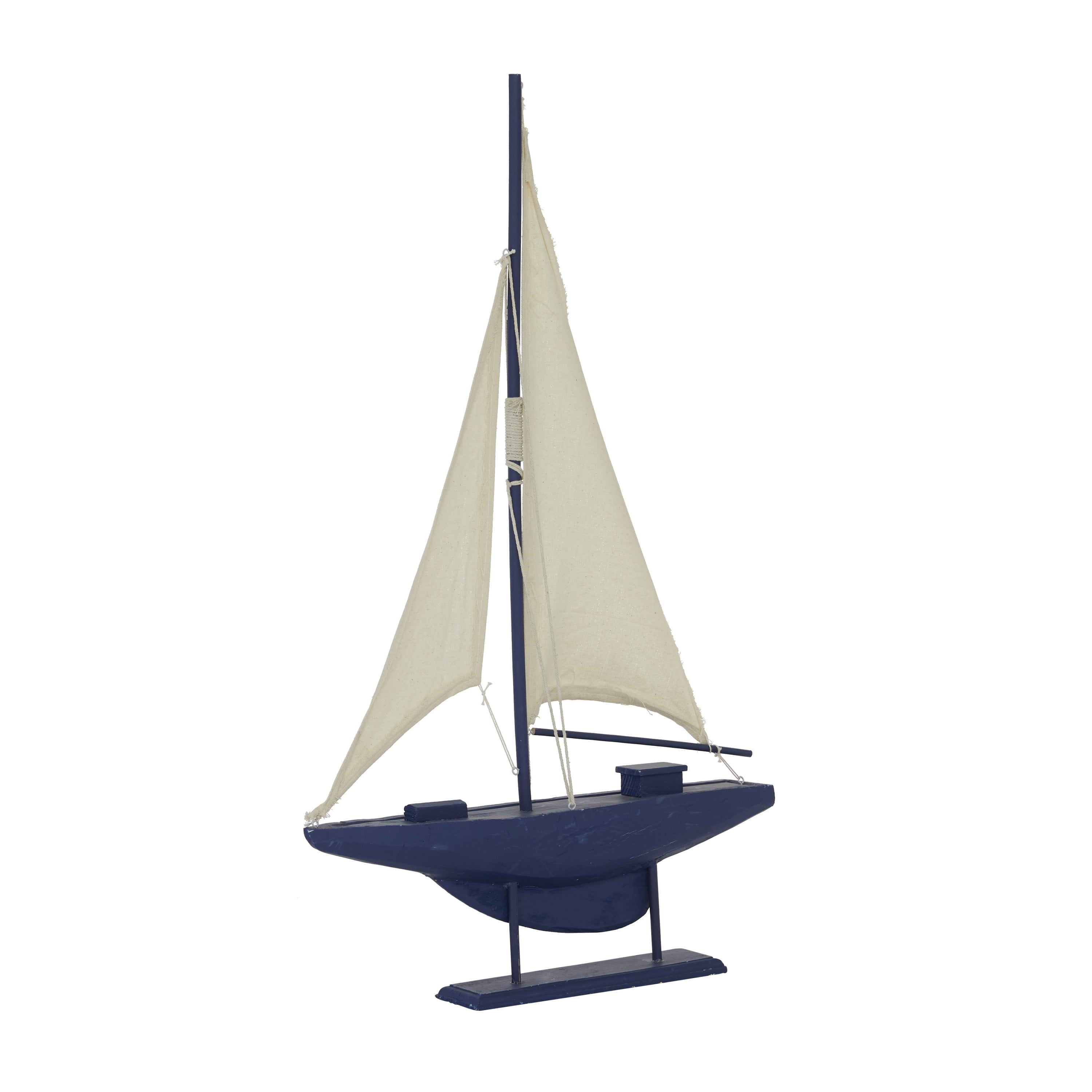 DecMode 17x28 Dark Blue Wooden Sail Boat Sculpture with Lifelike ...