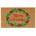thumbnail image 1 of 17 x 29 in. Christmas Wreath Rectangular Doormat - Natural, Red & Green, 1 of 1