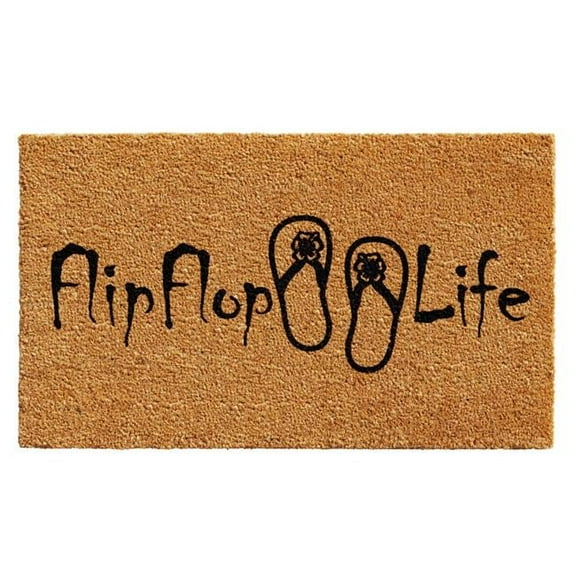 17 x 29 in. Flip Flop Life Rectangular Doormat, Natural & Black