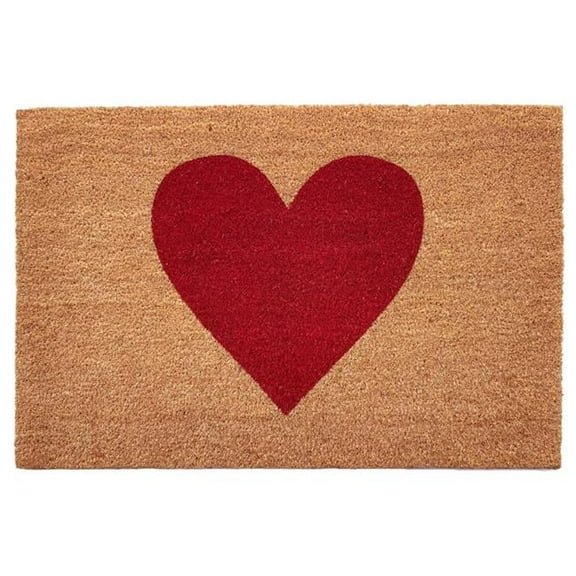 17 x 29 in. Heart Rectangular Doormat, Natural & Red