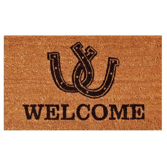 17 x 29 in. Horseshoe Welcome Rectangular Doormat, Natural & Black