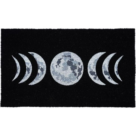 17 x 29 in. Moon Phases Doormat - Natural & Black